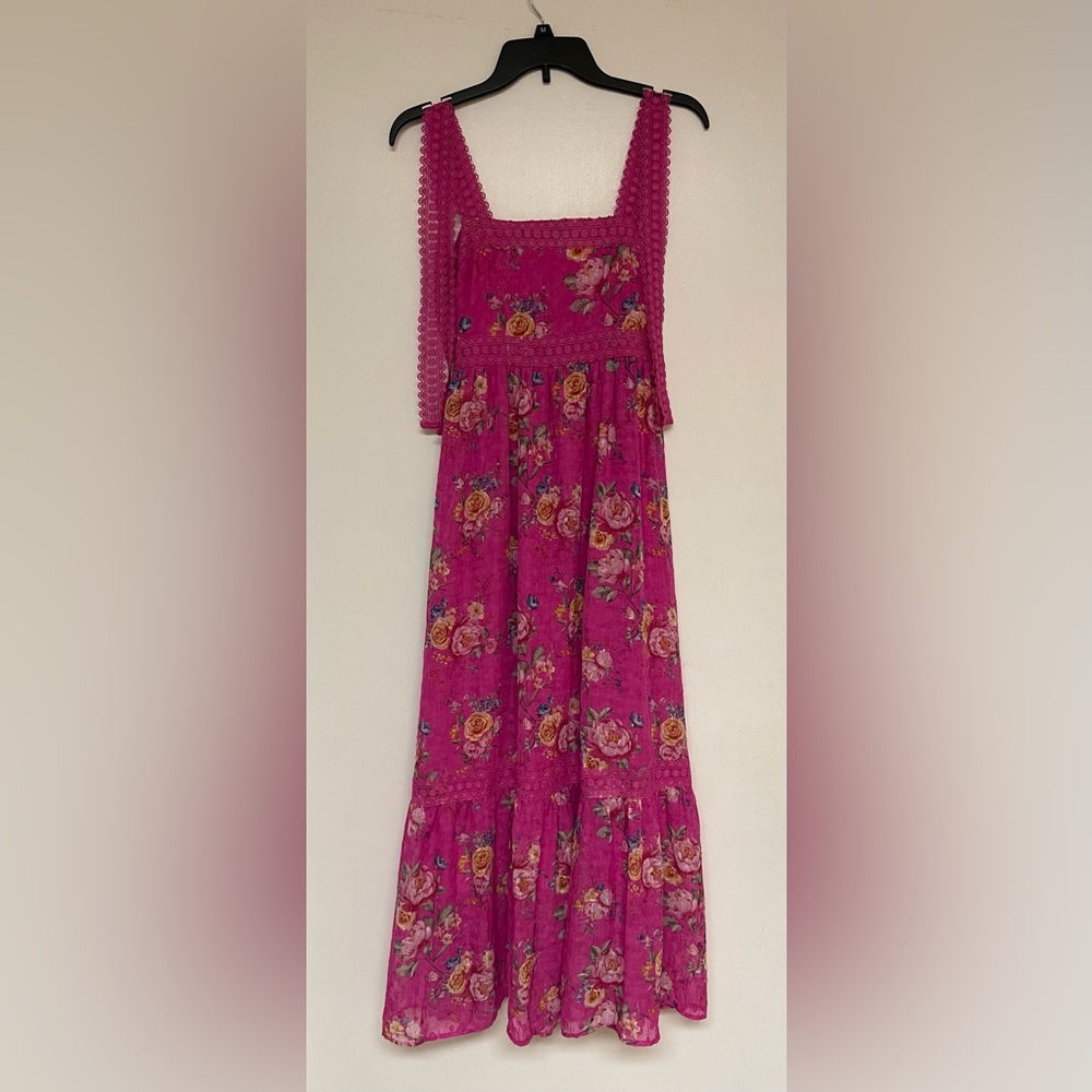 Dry Goods Pink and Orange Tiered Maxi Sundress size M